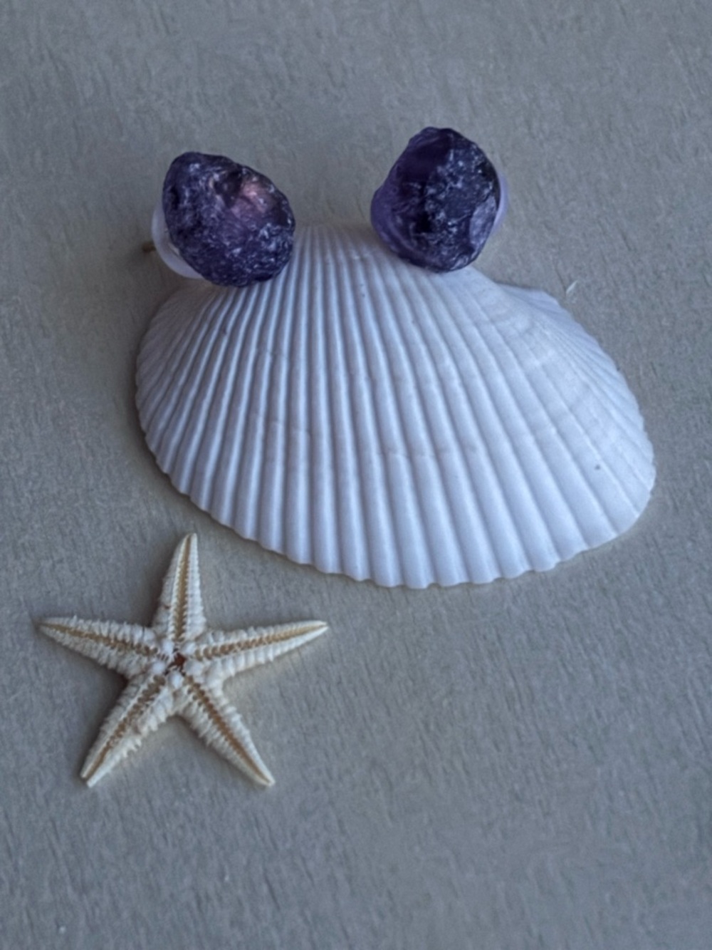 Sea Glass Stud Earrings in Amethyst Purple
